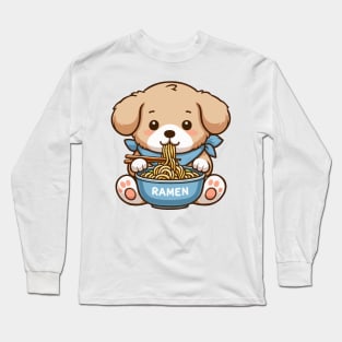 Baby Puppy Eating Ramen Long Sleeve T-Shirt